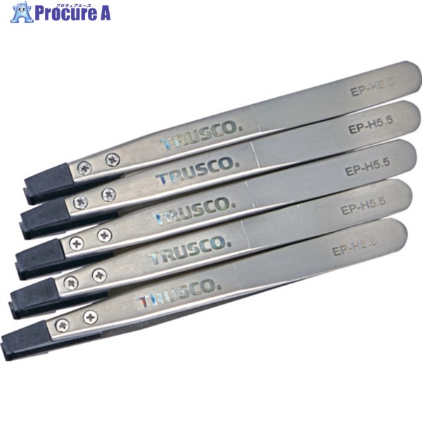 TRUSCO まとめ買い ESDチップピンセット 平型 先端幅5.5mm 5本入り EP-H5.5-M5 1S ◇▼363-8328