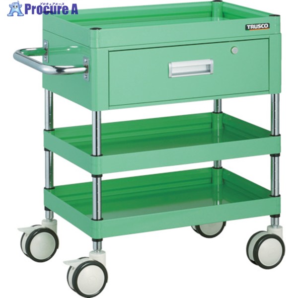TRUSCO ツールワゴン ファルコンワゴン 1段引出付 750×500 ウレタン双輪 ヤンググリーン FAW-773VD-YG 1台 ▼436-9483