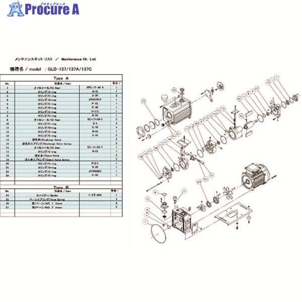 アルうしろ側 無意味さ揚水機用検査と修理一揃いの道具 GLD-137用 B印字機 GLD-137 MAINTENANCEKIT B 1式 ▼148-7178 研究・実験用品-ポンプ-花・ガーデン・DIY