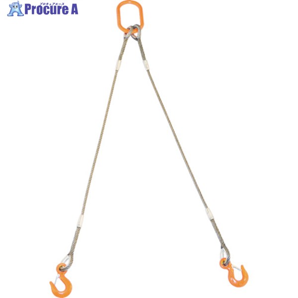 TRUSCO 2本吊り玉掛けワイヤロープスリング Wスリング フック付き 12mmX1.5m GRE-2P-12S1.5 1S ▼819-1720