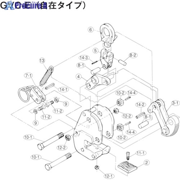 スーパー 横吊クランプ(GVC1E)用カムセット GVT1E 1S ▼855-0701 【代引決済不可】 ●YA513