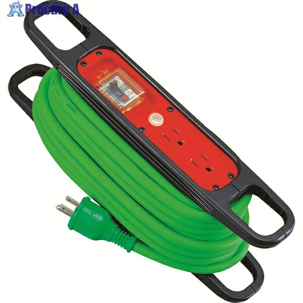 NICHIDO ハンドリール 100V 3芯×10m 緑 アース過負荷漏電しゃ断器付 HR-EK102-G 1台 ▼125-6874