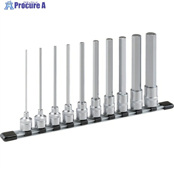 TONE 超ロングヘキサゴンソケットセット(保持者付) 10pcs HH410LL 1S ▼818-8723  ●YA513