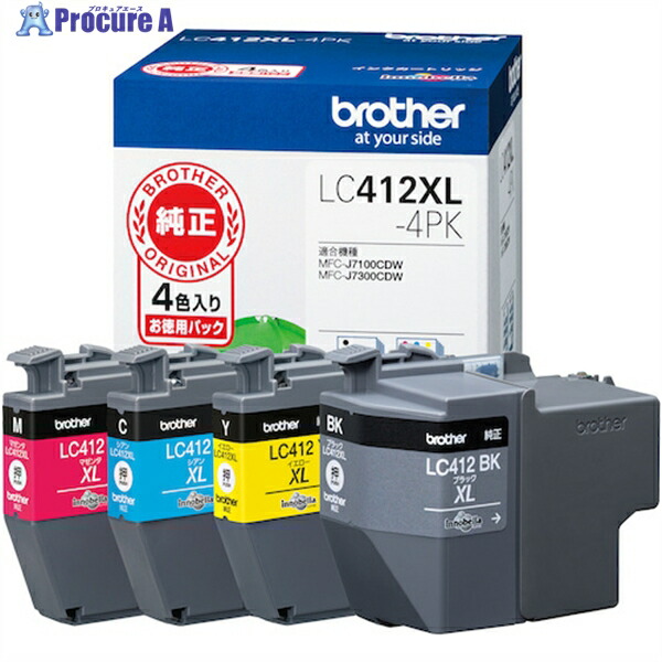 brother LC412XL-4PK インキ薬莢 4色風呂敷き包み(大電気容量) LC412XL-4PK 1風呂敷き包み ▼573-8975