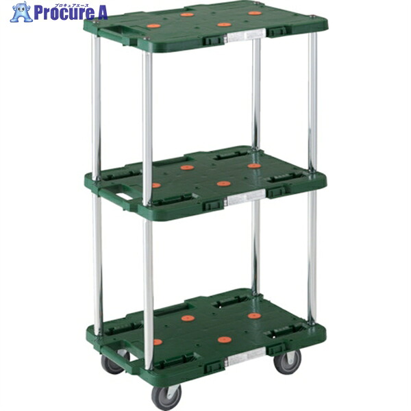 TRUSCO 樹脂製台車 ルートバン 3段式 370X500 緑 MPB-503-GN 1台 ▼414-4244