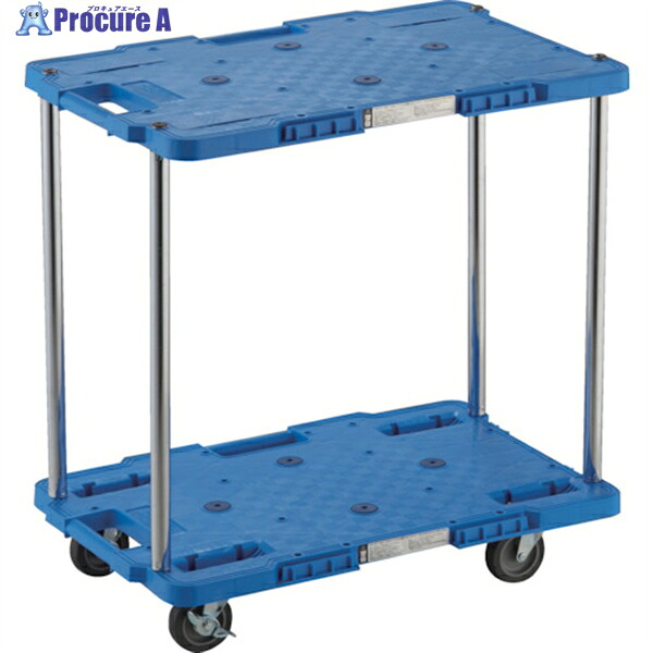 TRUSCO 樹脂製台車 ルートバン 2段式 400X600 4輪自在ストッパー付 青 MPB-602JS-B 1台 ▼780-3605
