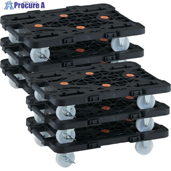 TRUSCO まとめ買い 樹脂製平台車 連結式ルートバン MPK-500NS-BK 6台セット MPK-500NS-BK-M6 1S ▼232-2029