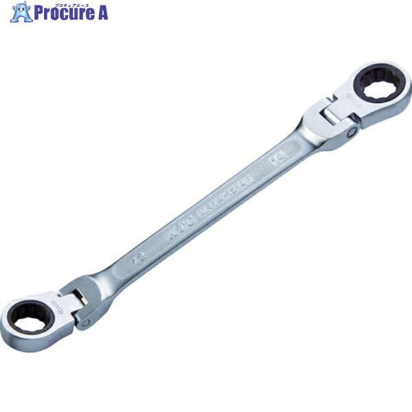 KTC ラチェットめがねレンチ(両頭型首振りタイプ) 対辺寸法14×17mm 全長230mm MR1A-1417F 1丁 ▼392-1212