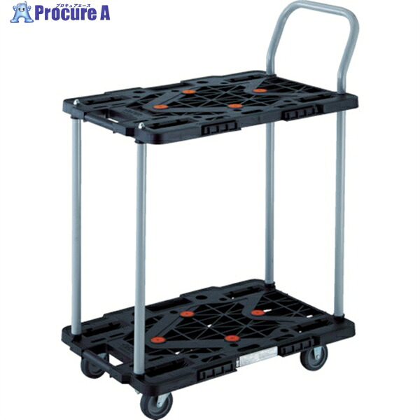 TRUSCO 樹脂製台車 2段式ルートバン 600X400 ハンドル付 白 MPK-6024-W 1台 ▼854-9278