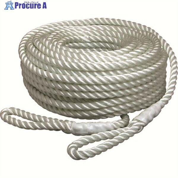 まつうら 電動ウインチ用ナイロンロープ(3打ち) 9mmΦ×50m 両端アイ加工 NR-3STRAND-9-50 1巻 ▼228-9509