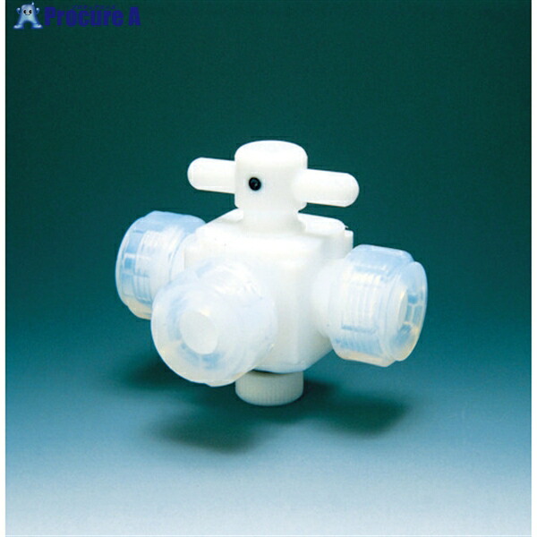 フロンケミカル フッ素樹脂(PTFE)三方バルブ接続8mm NR0030-002 1個 ▼391-5425
