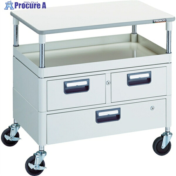TRUSCO ツールワゴン フェニックスワゴン 省音 750X500 H740 引出付 天板付 ホワイト PEW-771VWT-W 1台 ▼114-6161