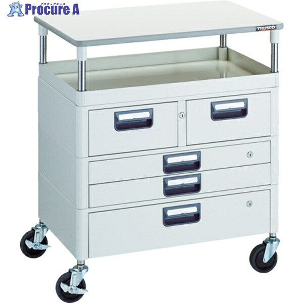 TRUSCO ツールワゴン フェニックスワゴン 省音 750X500 H880 引出付 天板付 ホワイト PEW-971VXWT-W 1台 ▼114-6201 |プロキュアエース