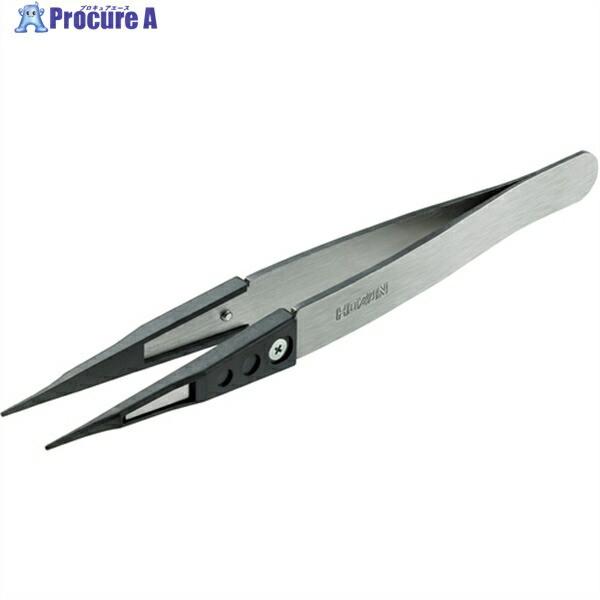 HOZAN ESDセラミックピンセット P-646-D 1本 ▼124-5435