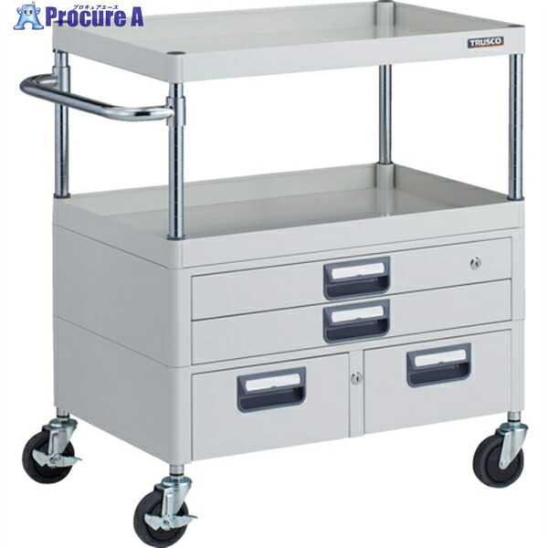 TRUSCO ツールワゴン フェニックスワゴン 抗菌 省音 750X500XH880 引出付 ホワイト PEW-972XW-W 1台 ▼183-2710 ｜プロキュアエース