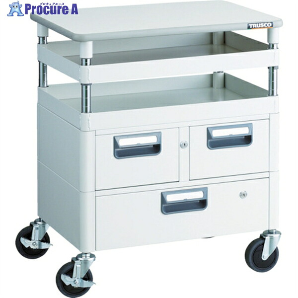 TRUSCO ツールワゴン フェニックスワゴン 抗菌 省音 600X400XH740 引出 天板付 ホワイト PEW-762VWT-W 1台 ▼488-3063
