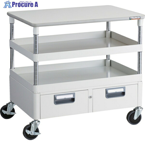 TRUSCO ツールワゴン フェニックスワゴン 省音 750X500XH740 引出 天板付 ホワイト PEW-772WT-W 1台 ▼488-3608