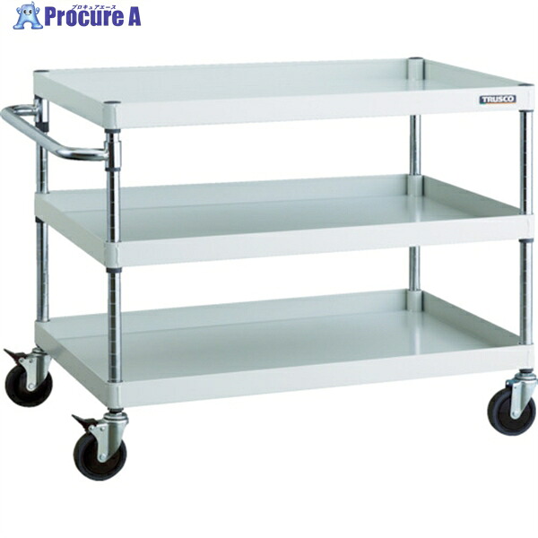 TRUSCO ツールワゴン フェニックスワゴン 省音 900X600XH740 3段 ホワイト PEW-793C-W 1台 ▼488-3802