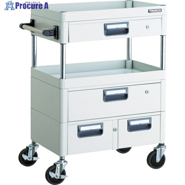 TRUSCO ツールワゴン フェニックスワゴン 省音 600X400XH880 引出付 ホワイト PEW-962VWZ-W 1台 ▼488-3985