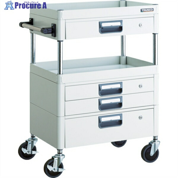 TRUSCO ツールワゴン フェニックスワゴン 省音 600X400XH880 引出付 ホワイト PEW-962VXZ-W 1台 ▼488-4060 46,558円
