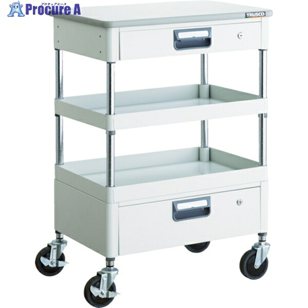 TRUSCO ツールワゴン フェニックスワゴン 省音 600X400XH880 引出 天板付 ホワイト PEW-962VZT-W 1台 ▼488-4086