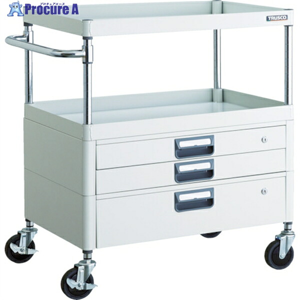 TRUSCO ツールワゴン フェニックスワゴン 省音 750X500XH880 引出付 ホワイト PEW-972VX-W 1台 ▼488-4663