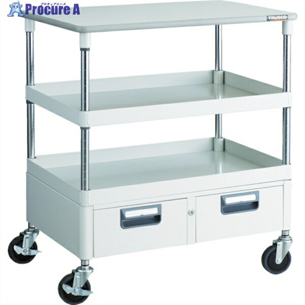 TRUSCO ツールワゴン フェニックスワゴン 省音 750X500XH880 引出 天板付 ホワイト PEW-972WT-W 1台 ▼488-4761