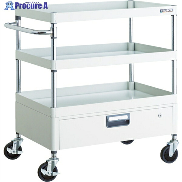 TRUSCO ツールワゴン フェニックスワゴン 省音 750X500XH880 1段引出付 ホワイト PEW-973V-W 1台 ▼488-4922