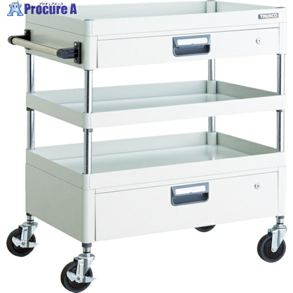 TRUSCO ツールワゴン フェニックスワゴン 省音 750X500XH880 引出付 ホワイト PEW-973VZ-W 1台 ▼488-4949