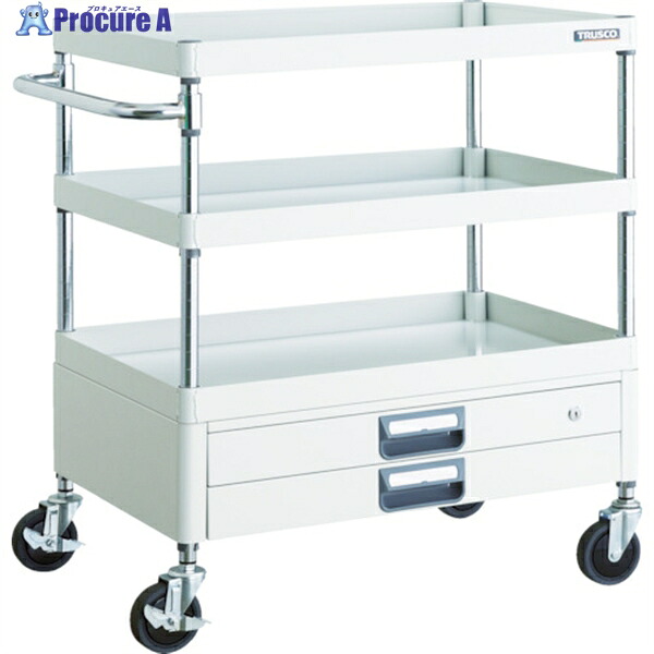 TRUSCO ツールワゴン フェニックスワゴン 省音 750X500XH880 2段引出付 ホワイト PEW-973X-W 1台 ▼488-4990