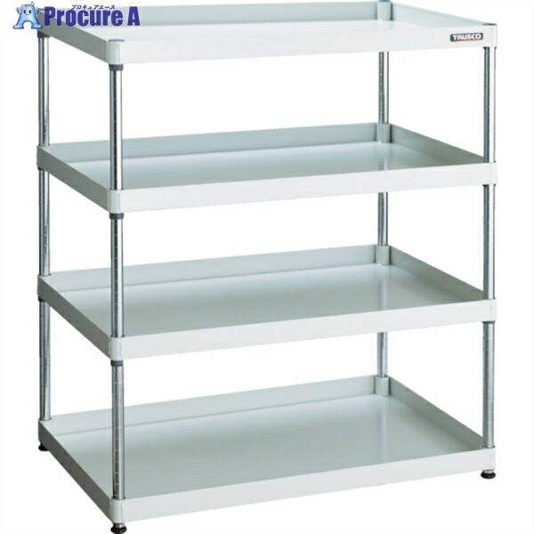TRUSCO スチールラック フェニックスワゴンラック型 抗菌900X600 4段 ホワイト PEW-R1294-W 1台 ◇▼488-5325