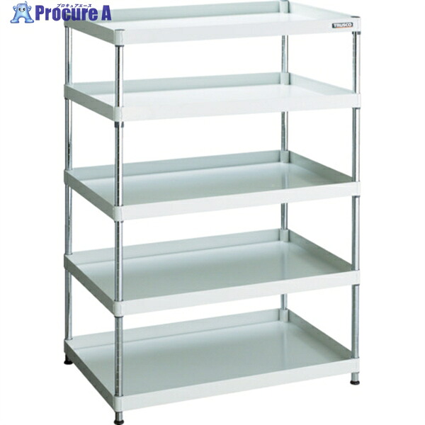 TRUSCO スチールラック フェニックスワゴンラック型 抗菌900X600 5段 ホワイト PEW-R1595-W 1台 ◇▼488-5406