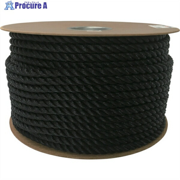 ユタカメイク ポリエチレンロープドラム巻 12mm×100m ブラック PRE-64 1巻 ▼794-7691