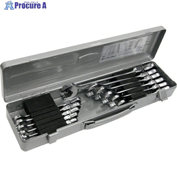 TONE コンビネーションラチェットレンチ 首振クイックラチェットめがねレンチセット 11点セット RMFQ110 1S ▼128-2843 ●YA513
