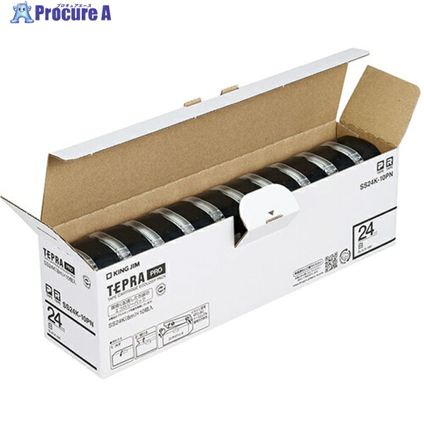 KING JIM 【純正】「テプラ」PROテープ 24mm エコパック(10個入り)/白ラベル/黒文字 長さ8m SS24K-10PN 1パック ▼836-9200
