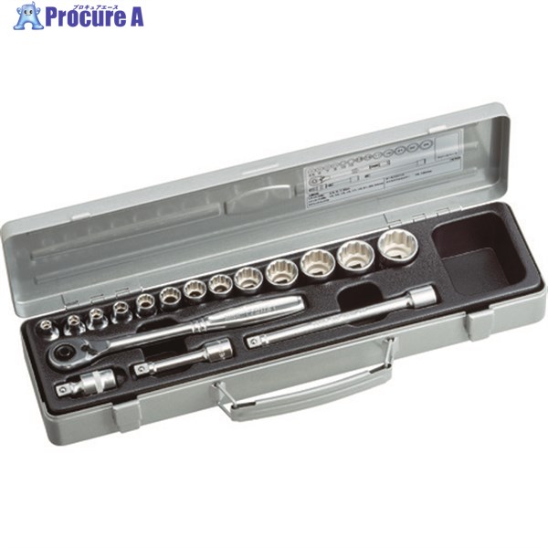 TONE ソケットレンチセット 差込角9.5mm 17点セット 6角(5.5mm～) 12角 1570M 1S ▼116-5518 ●YA513