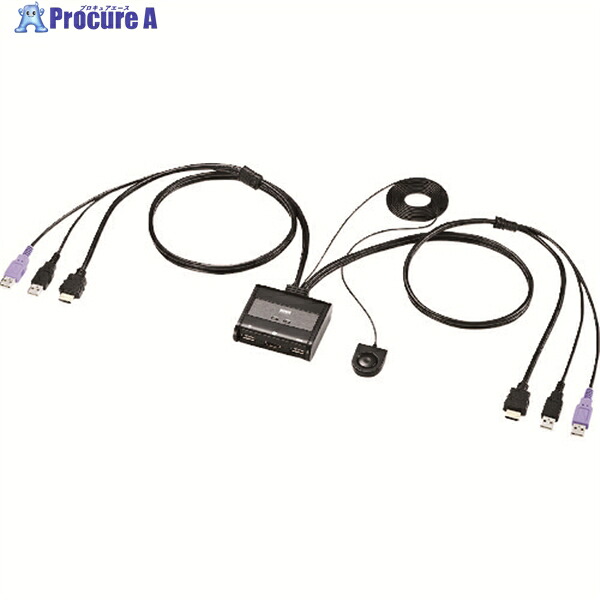 SANWA HDMI対応手元スイッチ付きパソコン自動切替器(2:1) SW-KVM2WHU 1台 ▼203-3316