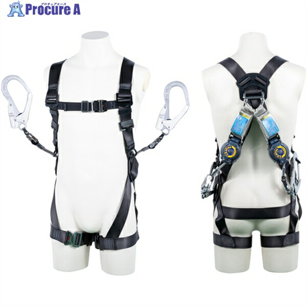 TSUYORON 黒影馬具 ツインランヤード付き添い人 鍵を掛ける規則体系付き添い人巻取式SRリトラ 幽々たる薄墨色 L大いさ TH-504-2TR93SV-OT-DG-L-2R23-BX 1本 ▼163-5065 DIY・工具-安全帯-花・ガーデン・DIY
