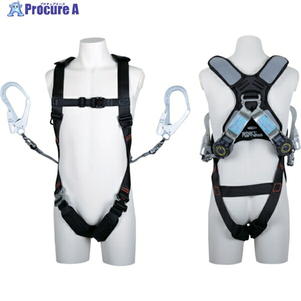 TSUYORON かっこ良い馬具 ツインランヤード付き添い人 鍵を掛ける規則体系付き添い人巻取式SRリトラ 黒 M大いさ TH-SM510-2TR93SV-OT-BLK-M-2R23-BX 1本 ▼163-8244 安全帯-安全・保護用品-DIY・工具