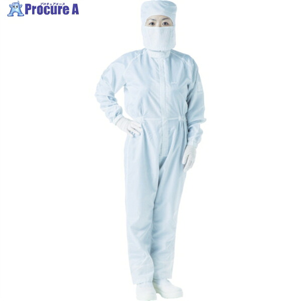 TRUSCO 制電糸グリッド致しかたボンネット付つなぎ服 青色 L TCOGF-B-L 1着 ▼474-8735 作業着・作業服-安全・保護用品