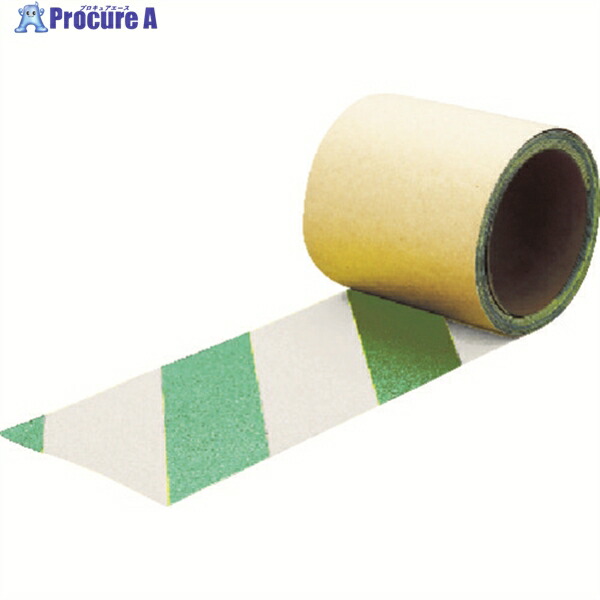 TRUSCO 蛍光ノンスリップテープ 屋外用 100mmX10m グリーン・ホワイト TKNS-10010-GW 1巻 ▼207-2881