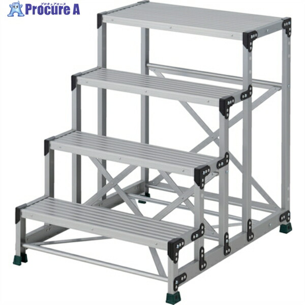 TRUSCO 御役目用踏台 4段  足取り奥ぶかさ200 高さ1.0m 天板800X400 TSF-4810 1台 ◇▼258-0879 ※車上乗り合い船
