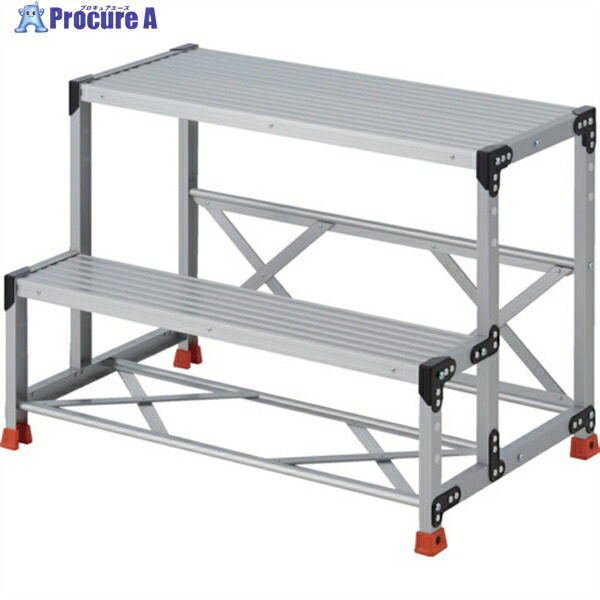 TRUSCO 御役目用踏台 2段  足取り奥ぶかさ200 高さ0.70m 天板1000X400 TSF-2107 1台 ◇▼258-0916 ※車上乗り合い船