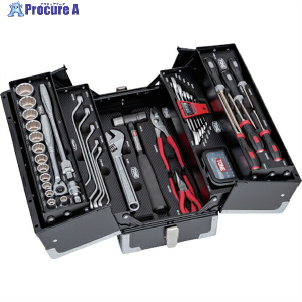TONE 整備用工具セット ツールセット (ブラック仕様) 間口433×奥行220×高さ240mm TSST430BK 1S ▼829-2438 ●YA513