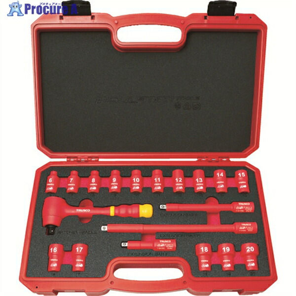 TRUSCO 絶縁ソケットレンチセット(6角タイプ)差込角9.5mm TZSW3-19S 1S ▼762-4603 ｜プロキュアエース