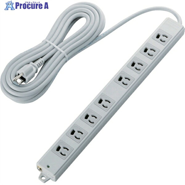 ELECOM RoHS対応 工事用 8個口 3ピン 抜け止めタップ 雷サージ防止 5m T-WRMK3850LG/RS 1個 ▼821-8754
