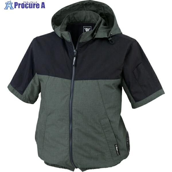 XEBEC 空調服半袖ブルゾンXE98026-661-S 杢グリーン XE98026-661-S 1着 ▼368-8835