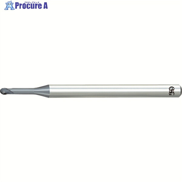 OSG 超硬ボールエンドミル WXLコート2刃(深リブボール形) ボール半径0.05mm 刃長0.08mm 首下長0.3mm 3110103 WXLLNEBDR0.05X0.3X4(3110103) 1本 ▼633-7848 ●YA513｜プロキュアエース