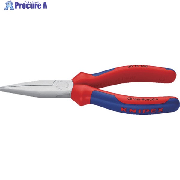 KNIPEX ロングノーズプライヤー 平口 コンフォートハンドル 160mm 3015-160 1丁 ▼792-5221