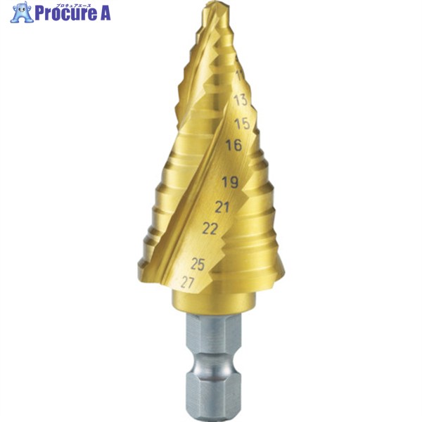 TRUSCO ステップドリル 3枚刃チタンコーティング 5～27mm 段数12 3S-NMS-27G 1本 ▼352-1206